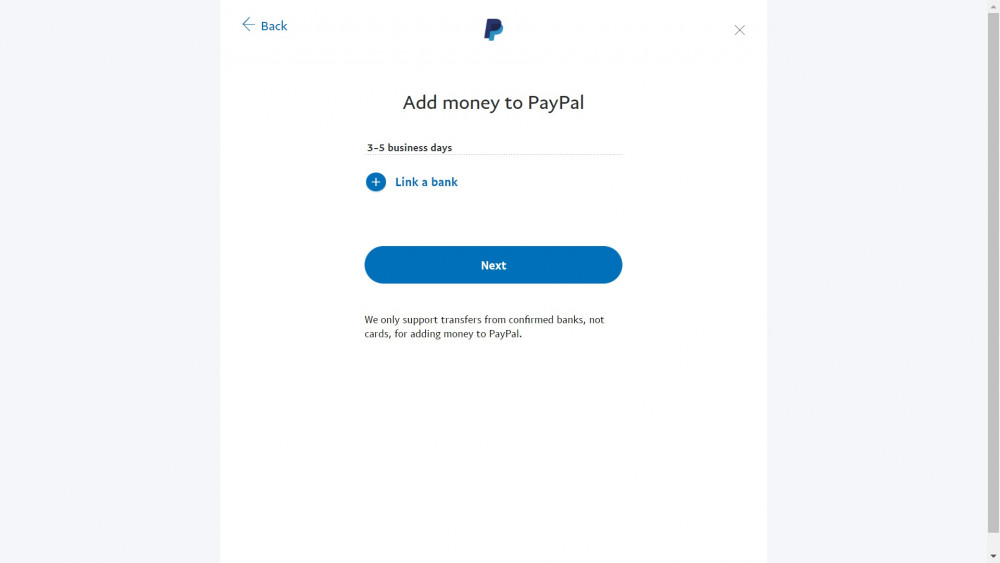 Adding money to PayPal